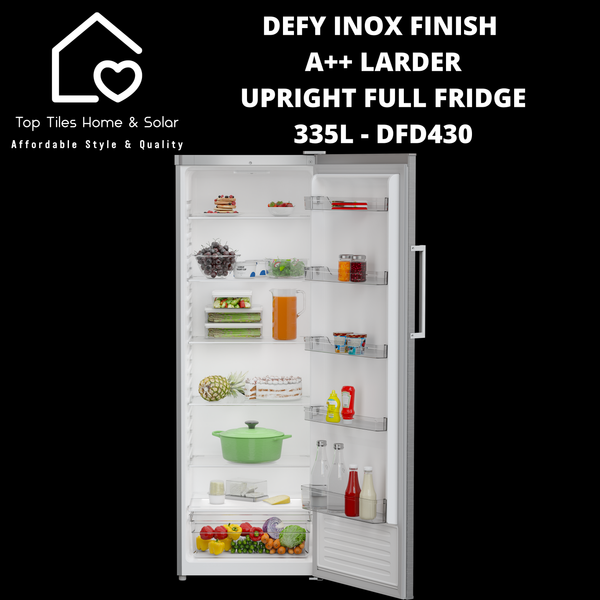 Defy Inox Finish A++ Larder Upright Full Fridge - 335L DFD430