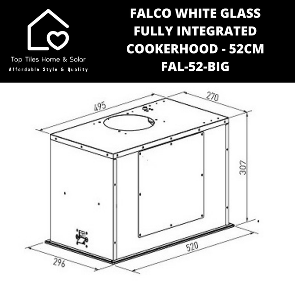 Falco White Glass Fully Integrated Cookerhood - 52cm FAL-52-BIG