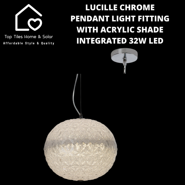 Lucille Chrome Pendant Light Fitting with Acrylic Shade - 32W LED