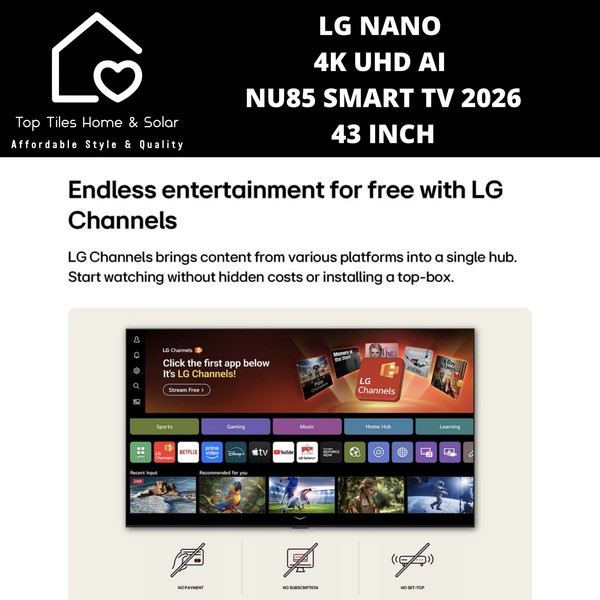 LG NANO 4K UHD AI NU85 Smart TV 2026 - 43 Inch