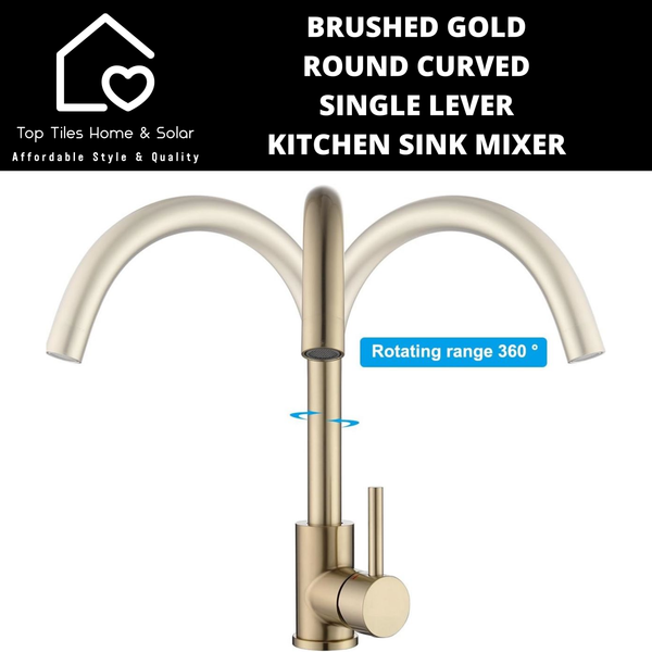 Brushed Gold Rounded Curves Single Lever Kitchen Sink Mixer