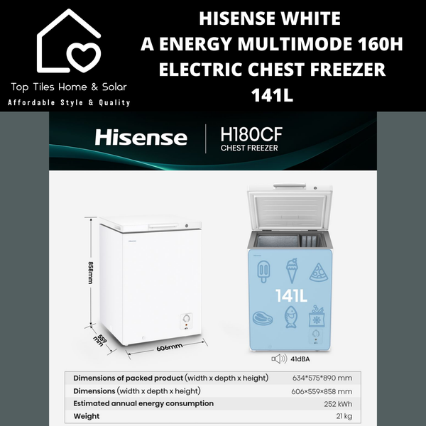 Hisense White A Energy Multimode 160H Electric Chest Freezer - 141L