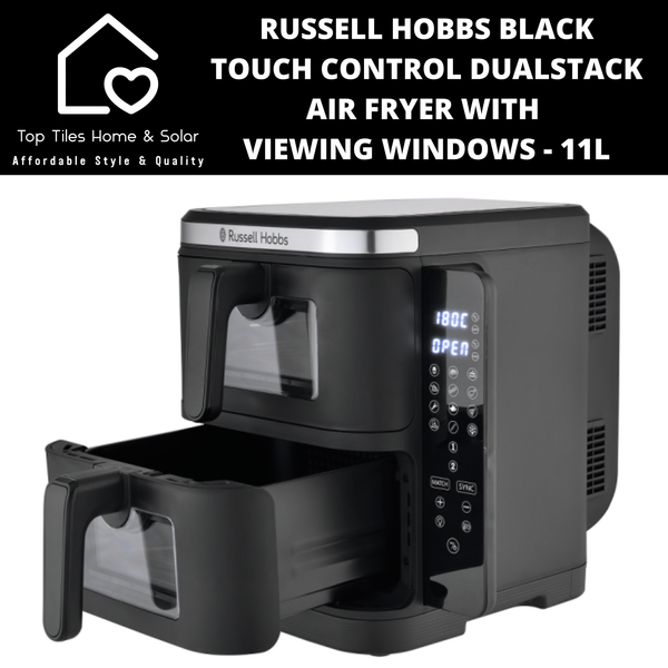 Russell Hobbs Black Touch Control DualStack Air Fryer with Viewing Windows - 11L