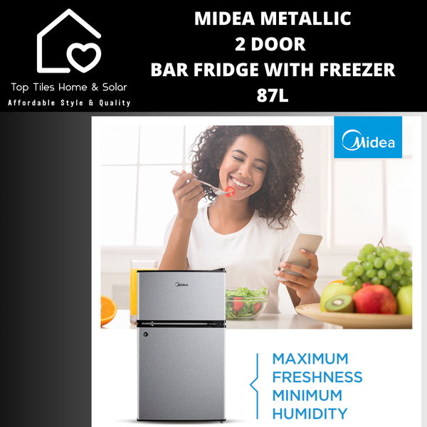 Midea Metallic 2 Door Bar Fridge with Freezer A+ - 87L