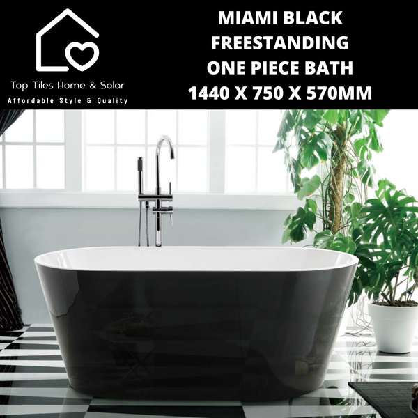Miami Black Freestanding One Piece Bath - 1440 x 750 x 570mm