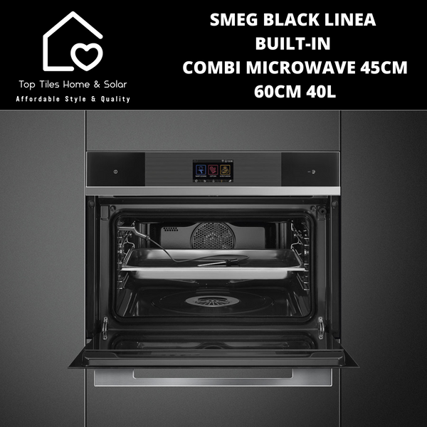 Smeg Black Linea Built-in Combi Microwave 45cm - 60cm 40L