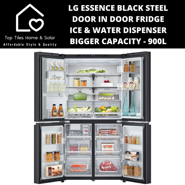LG Essence Black Steel Door in Door Fridge with Ice & Water Dispenser - 900L