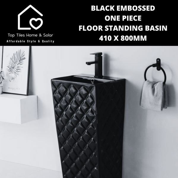 Black Embossed One Piece Floor Standing Basin - 410 x 800mm