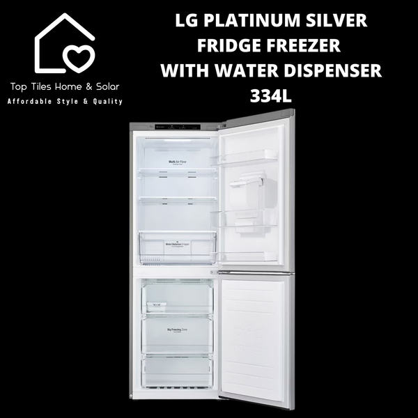 LG Platinum Silver Fridge Freezer with Water Dispenser - 334L
