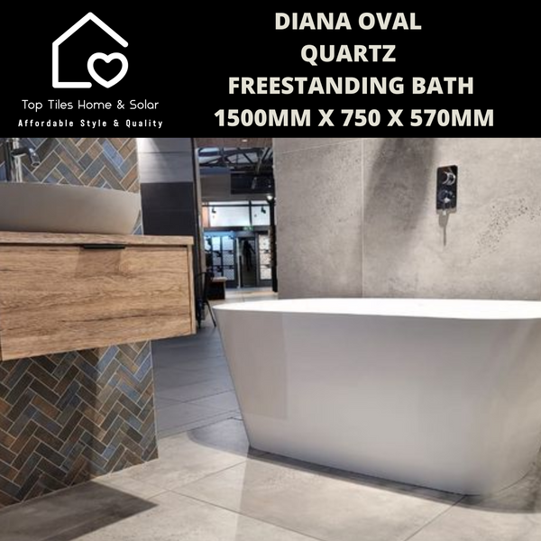 Diana Oval Quartz Freestanding Bath - 1500mm x 750 x 570mm