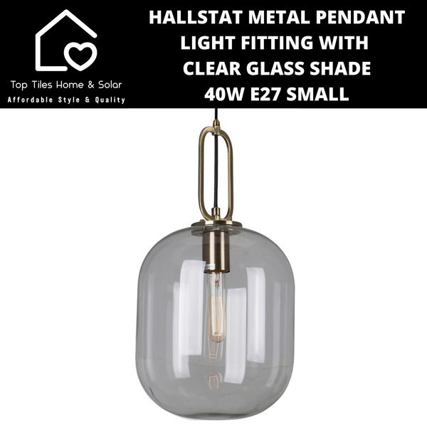 Hallstat Metal Pendant Light Fitting with Clear Glass Shade - 40W E27 Small