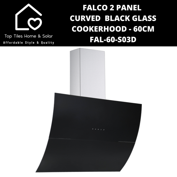 Falco 2 Panel Curved  Black Glass Cookerhood - 60cm FAL-60-S03D