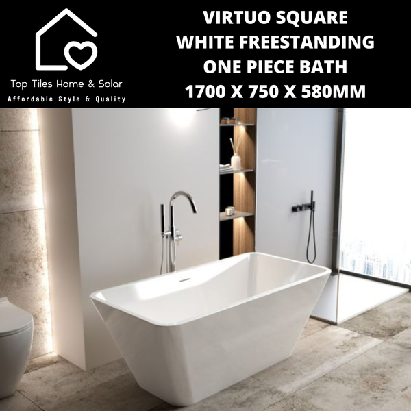 Virtuo White Square Freestanding One Piece Bath - 1700 x 750 x 580mm