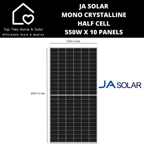 JA Solar Mono Crystalline Half Cell - 550W x 10 Panels