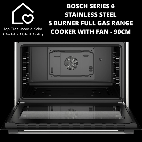 Bosch Series 6 - 5 Burner Full Gas Range Cooker with Fan - 90cm