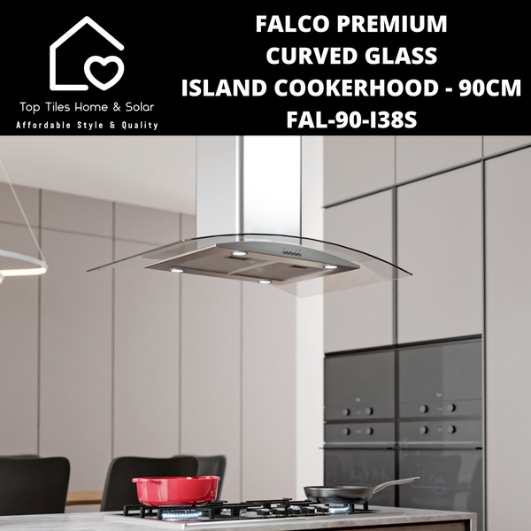 Falco Premium Curved Glass Island Cookerhood - 90cm FAL-90-I38S