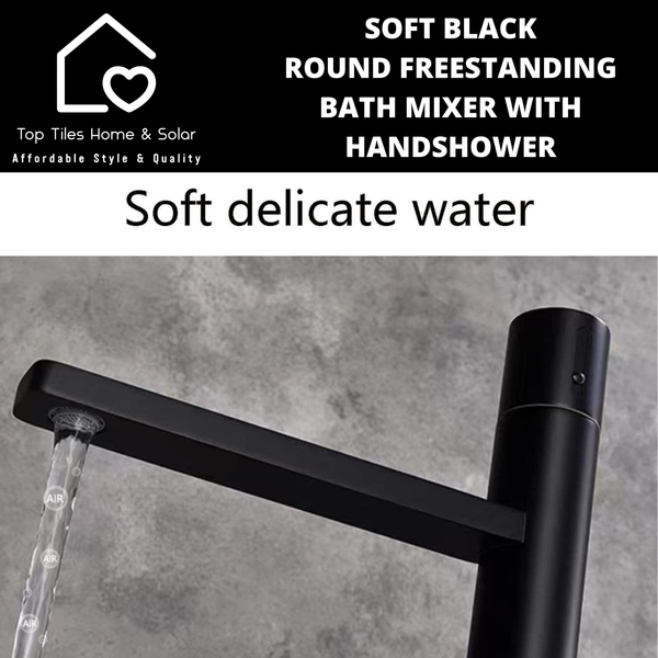 Soft Black Round Freestanding Bath Mixer With Handshower