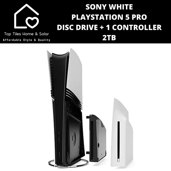 Sony White PlayStation 5 Pro + Disc Drive + 1 Controllers - 2TB