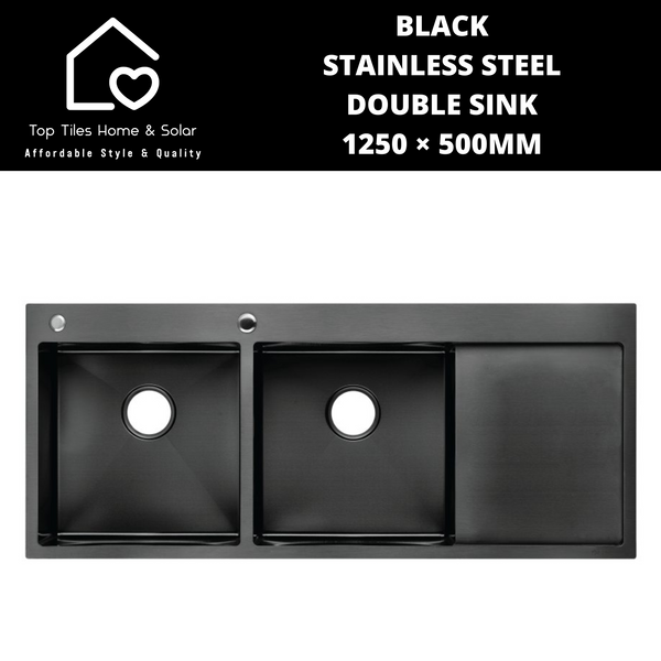 Black Stainless Steel Double Sink - 1250 × 500mm