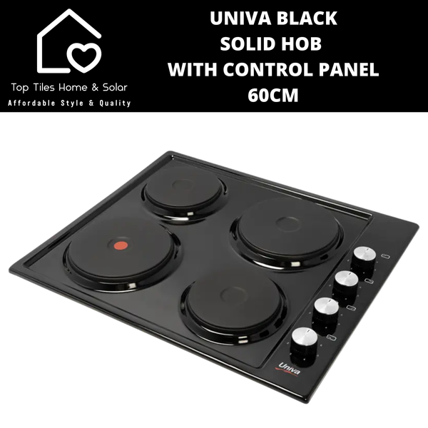 Univa Black Solid Hob with Control Panel - 60cm