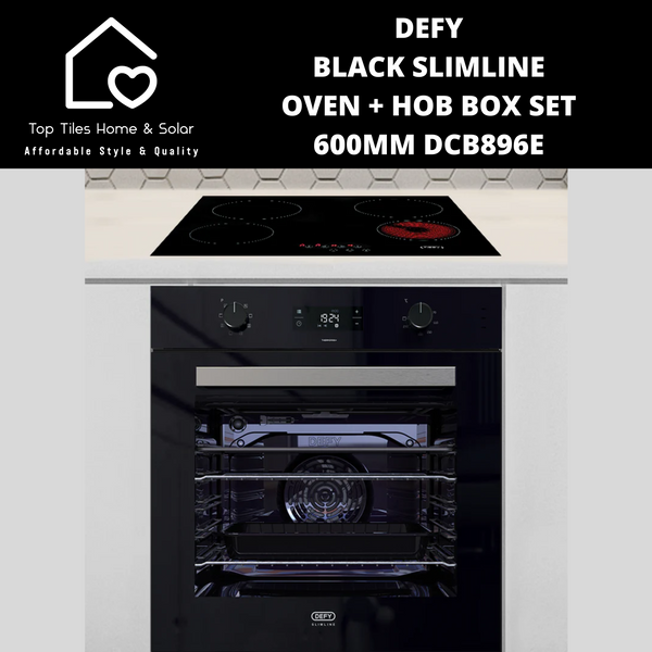 Defy Black Slimline Oven + Hob Box Set - 600mm DCB896E