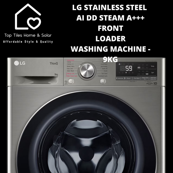 LG Stainless Steel AI DD Steam A+++ Front Loader Washing Machine - 9kg