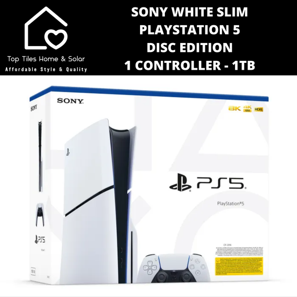 Sony White Slim PlayStation 5 Disc Edition + 1 Controller - 1TB