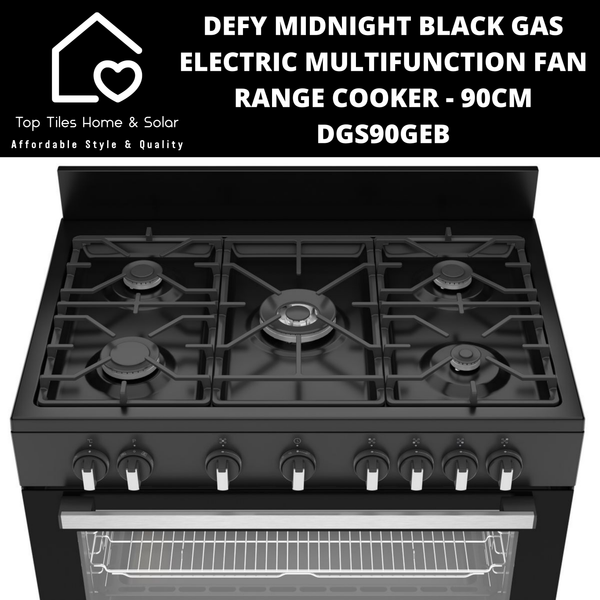 Defy Midnight Black Gas Electric Multifunction Fan Range Cooker - 90cm DGS90GEB