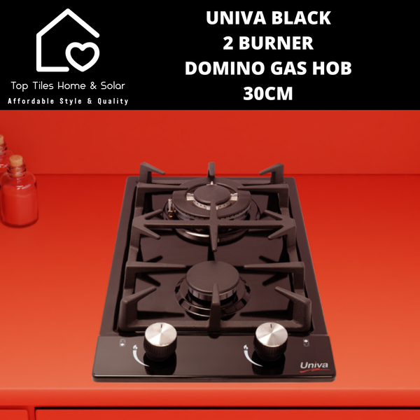 Univa Black 2 Burner Domino Gas Hob - 30cm