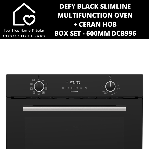 Defy Black Slimline Multifunction Oven + Ceran Hob Box Set - 600mm DCB996
