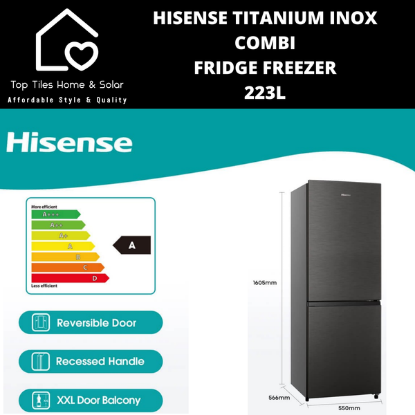 Hisense Titanium Inox Combi Fridge Freezer - 223L