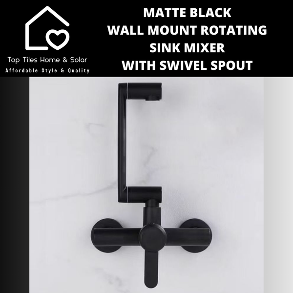 Matte Black Wall Mount Rotating Sink Mixer with Swivel Spout