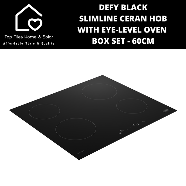 Defy Black Slimline Ceran Hob + Eye-Level Oven Box Set - 60cm