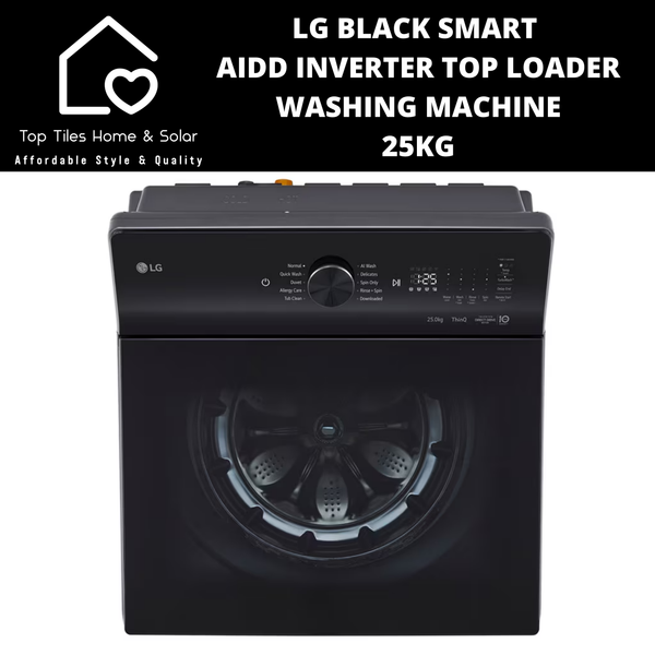 LG Black Smart AIDD Inverter Top Loader Washing Machine - 25kg
