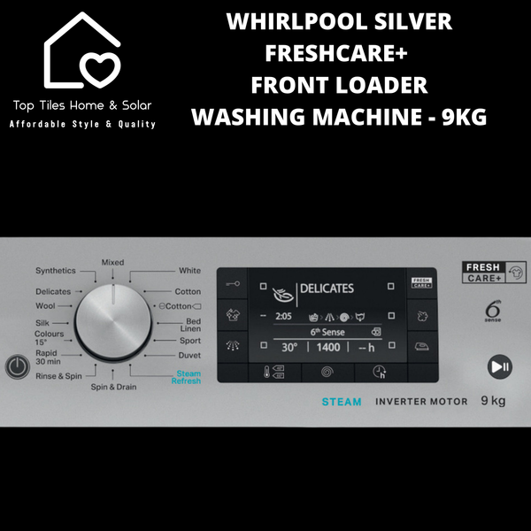 Whirlpool Silver FreshCare+ Front Loader Washing Machine - 9kg