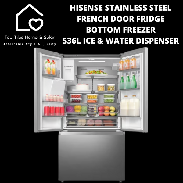 Hisense Stainless Steel French Door Fridge  - 536L Ice & Water Dispenser