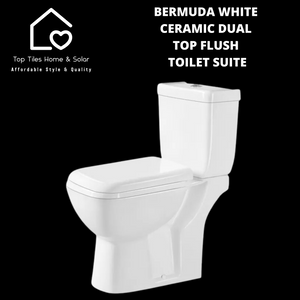 Bermuda White Ceramic Dual Top Flush Toilet Suite