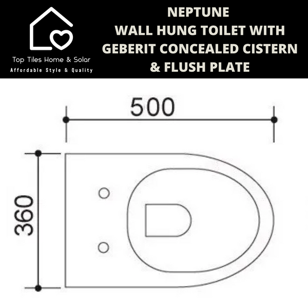 Neptune Wall Hung Toilet with Geberit Concealed Cistern & Flush Plate