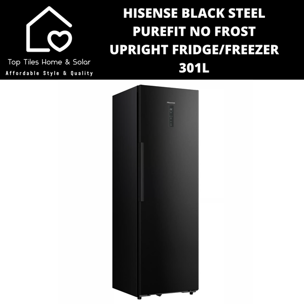 Hisense Black Steel No Frost Upright  Fridge / Freezer Convert Function - 301L