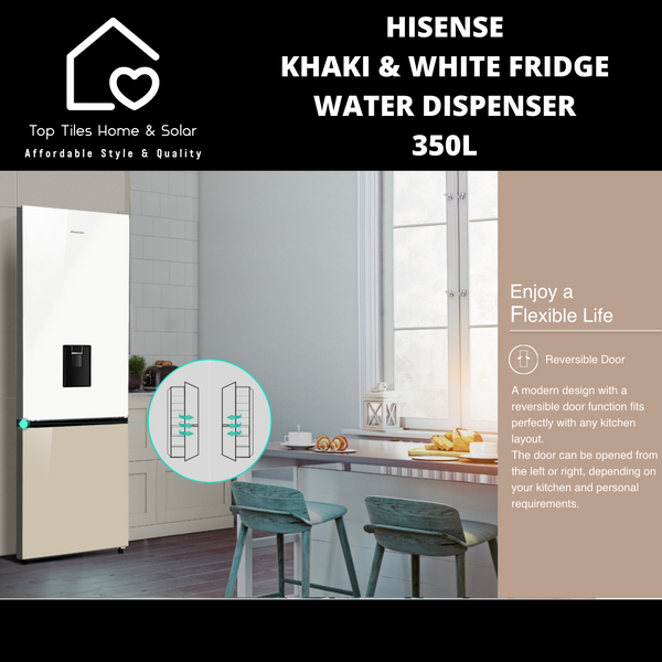 Hisense Khaki & White Combi Fridge - 350L Water Dispenser
