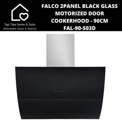 Falco 2Panel Black Glass Motorized Door Cookerhood - 90cm FAL-90-S03D