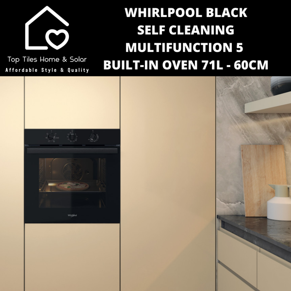 Whirlpool Black Self Cleaning Multifunction5 Built-In Oven 71L - 60cm