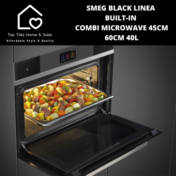 Smeg Black Linea Built-in Combi Microwave 45cm - 60cm 40L