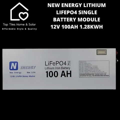 New Energy Lithium LiFePo4 Single Solar Battery Module - 12V 100Ah 1.28kWh
