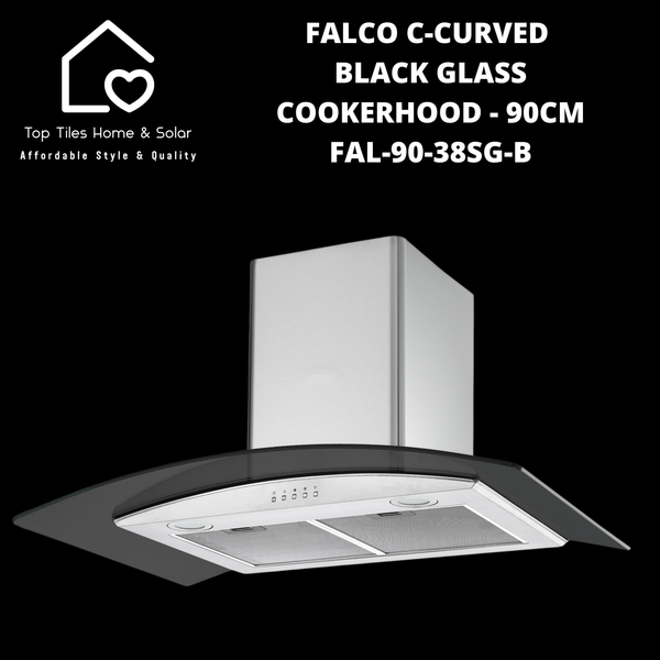 Falco C-Curved Black Glass Cookerhood - 90cm FAL-90-38SG-B
