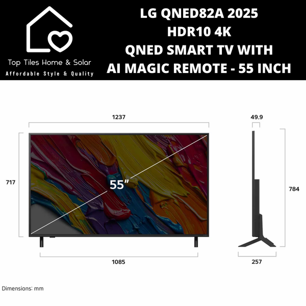 LG QNED82A 2025 HDR10 4K QNED Smart TV with AI Magic Remote - 55 Inch