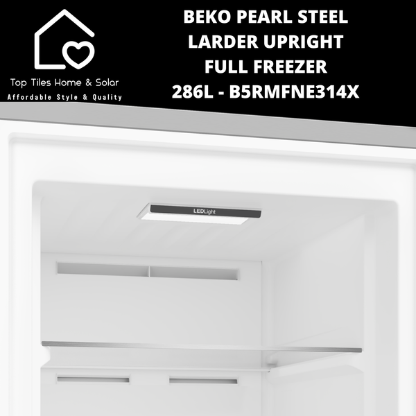 Beko Pearl Steel Larder Upright Full Freezer - 286L B5RMFNE314X