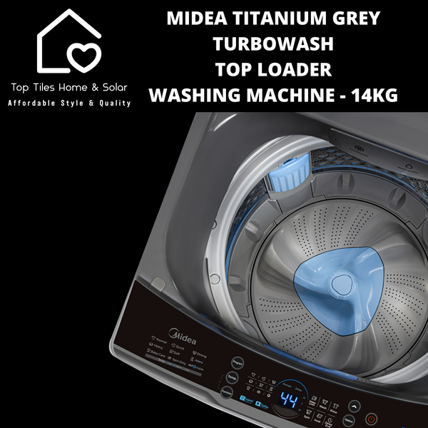 Midea Titanium Grey TurboWash Top Loader Washing Machine - 14kg