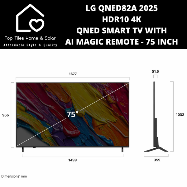 LG QNED82A 2025 HDR10 4K QNED Smart TV with AI Magic Remote - 75 Inch