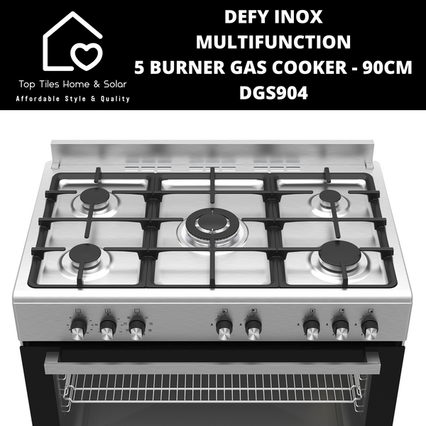 Defy Inox Multifunction 5 Burner Gas Cooker - 90cm DGS904